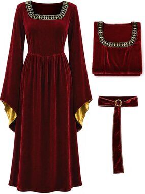 Velvet Medieval Witch Dress for Women | Halloween Costume | Gothic Renaissance